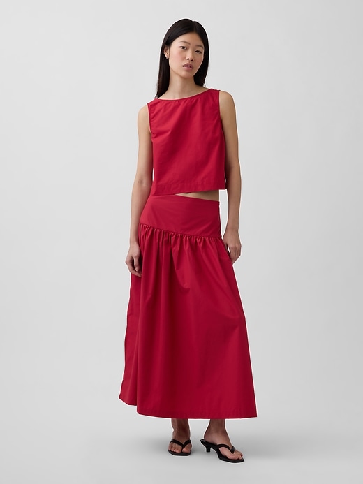 Poplin Drop-Waist Maxi Skirt