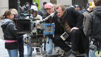 Christopher Nolan is seen on the set of "The Dark Knight Rises" movie on November 6, 2011 in New York City.