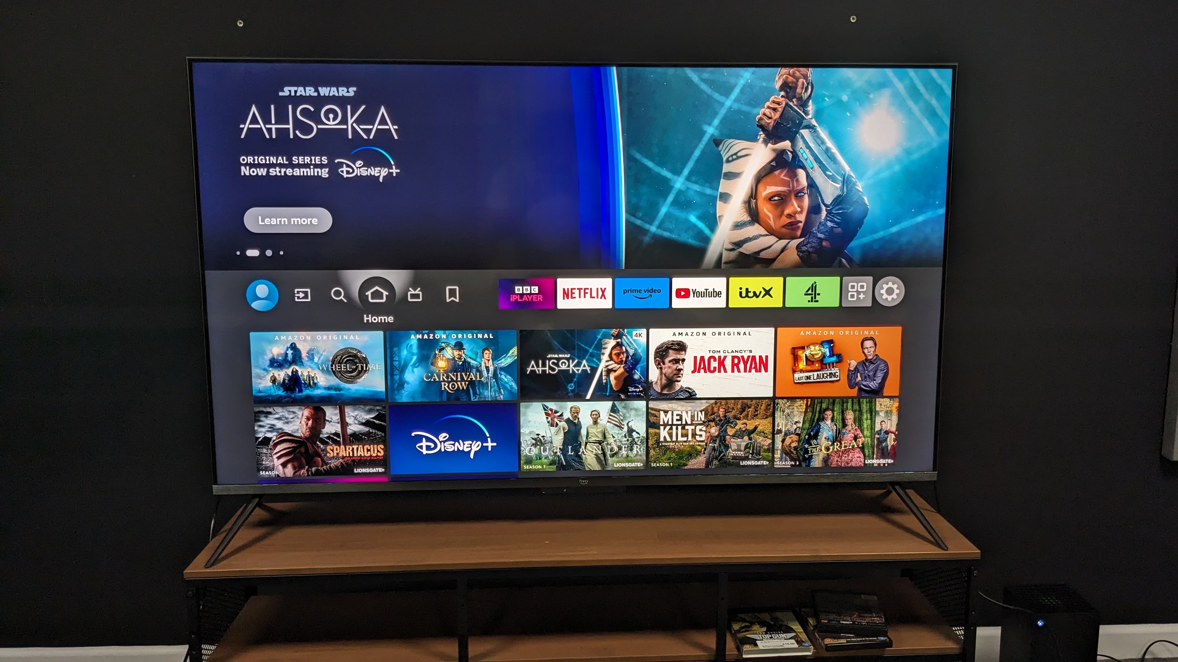 Amazon Fire TV home menu on Omni QLED