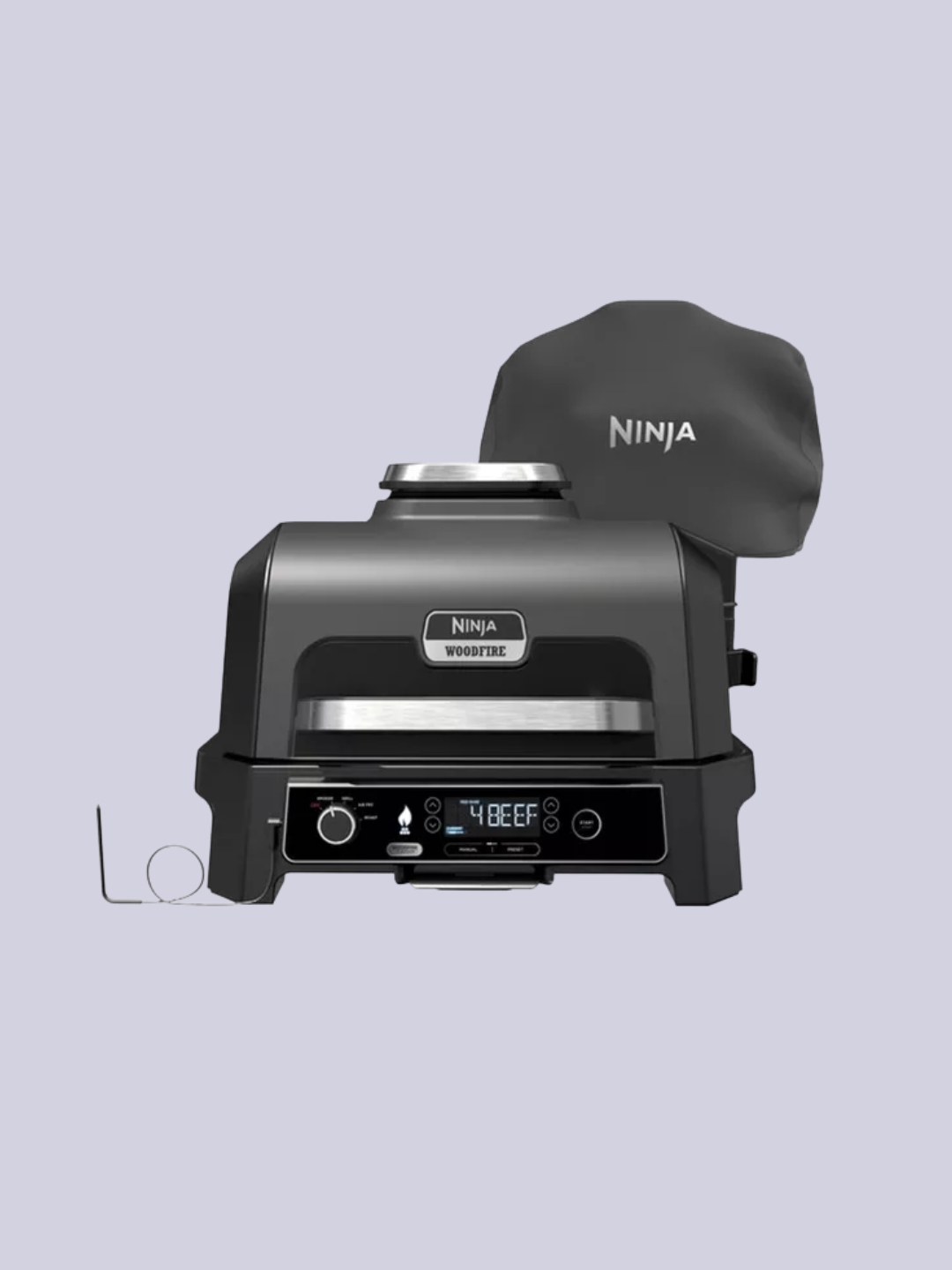 Currys, NINJA Woodfire Pro XL OG853UK Outdoor Electric BBQ Grill &amp;amp; Smoker with Cover &amp;ndash; Black &amp;amp; Grey
