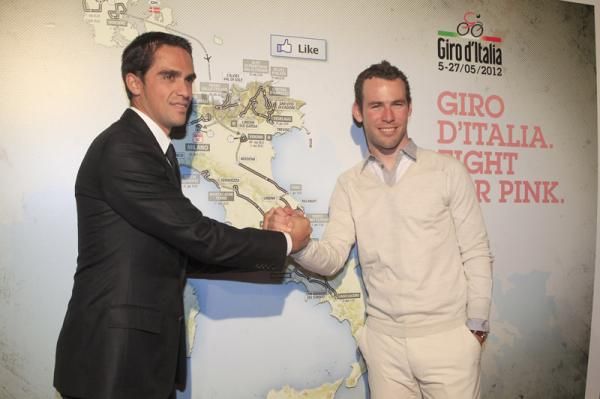 2011 Giro winner Alberto Contador (left) with Mark Cavendish
