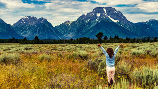 Girl on a nature walk in Grand Teton National Park