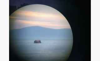 Incoming refugee boat, Lesbos, Greece