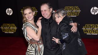 Billie Lourd, Todd and Carrie Fisher at the Star Wars: The Force Awakens premiere