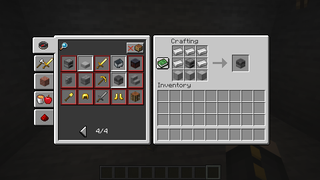 Minecraft blast furnace - The crafting screen in Minecraft showing the Blast Furnace recipe