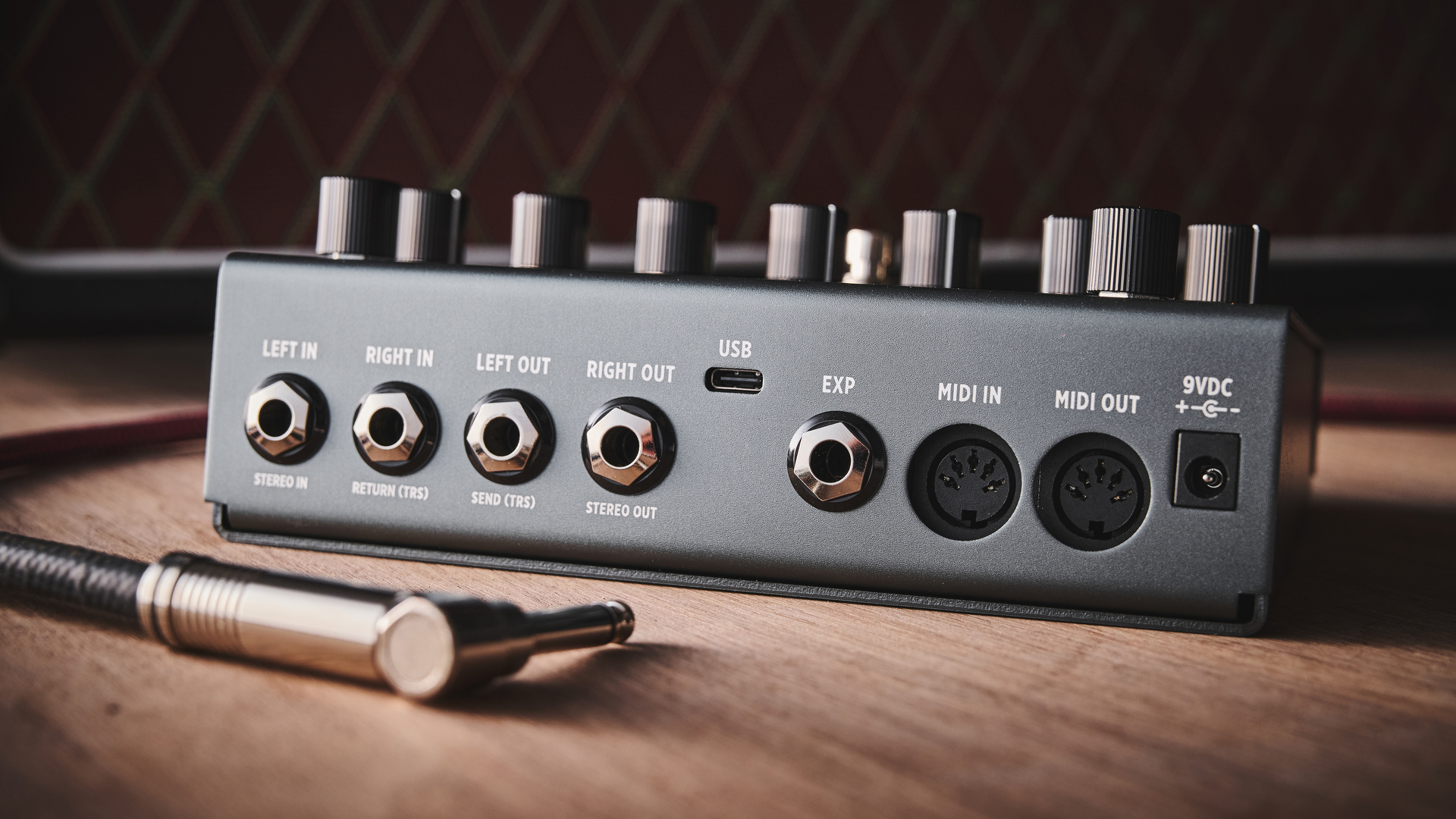 The connections panel on the Strymon TimeLine MX delay pedal