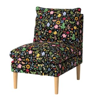 Black floral accent chair