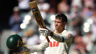 Alex Carey of Australia reaches his century during day one of the Third Test Match in the 2025-26 Ashes Series between Australia and England at Adelaide Oval on December 17, 2025 in Adelaide, Australia. 