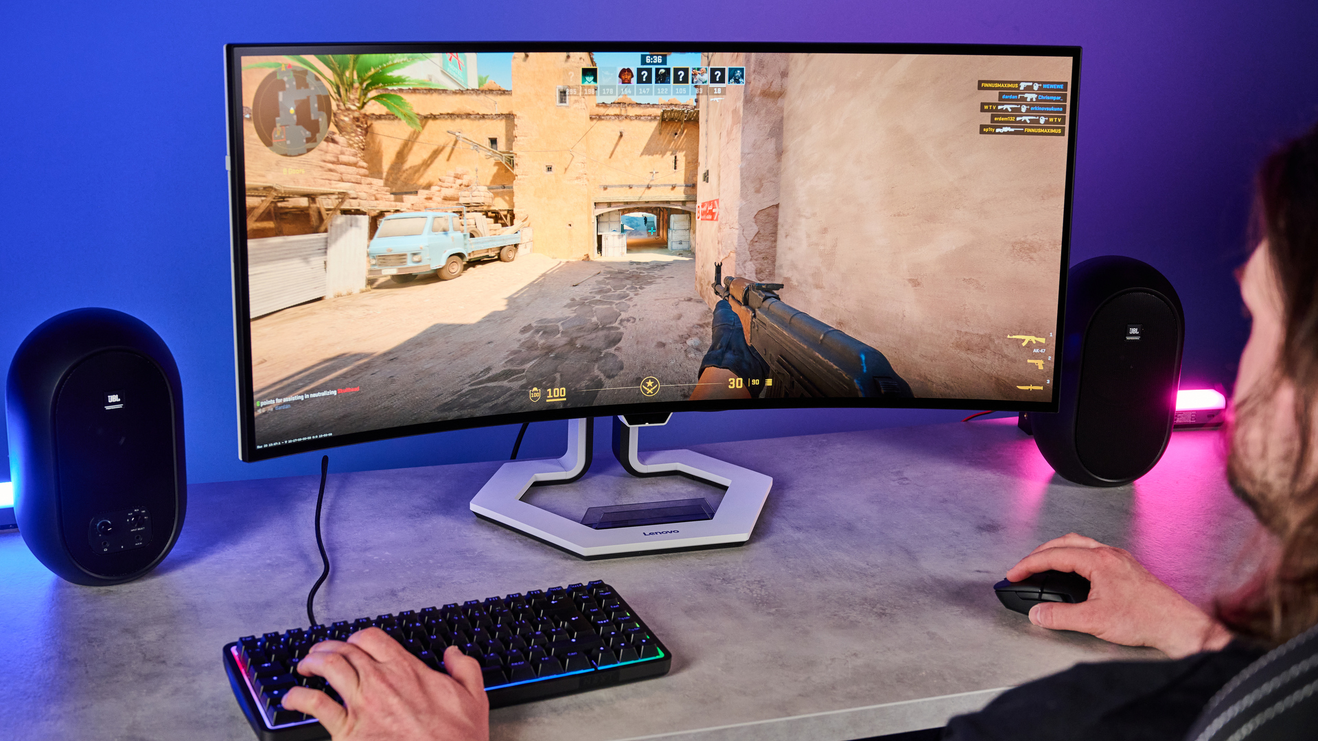 The Lenovo Legion Pro 34WD-10 being used to play Counter Strike 2