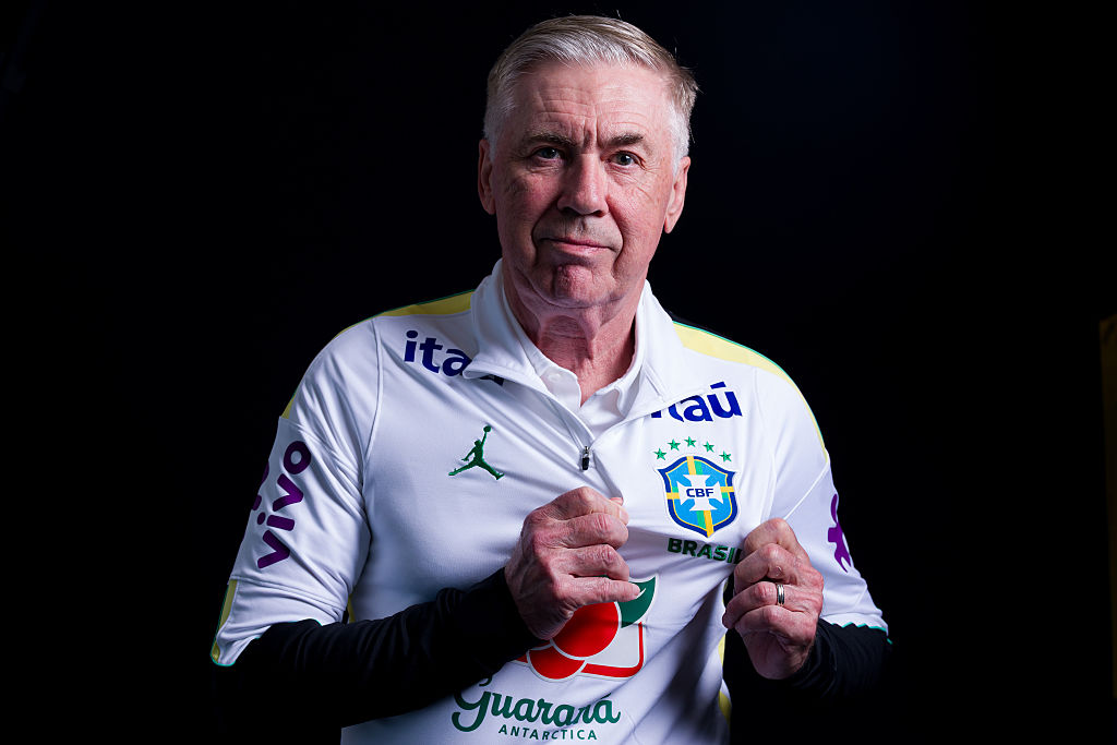 Carlo Ancelotti, Head Coach of Brazil poses for a portrait during the official FIFA World Cup 2026 portrait session on June 04, 2026 in Morristown, New Jersey.
