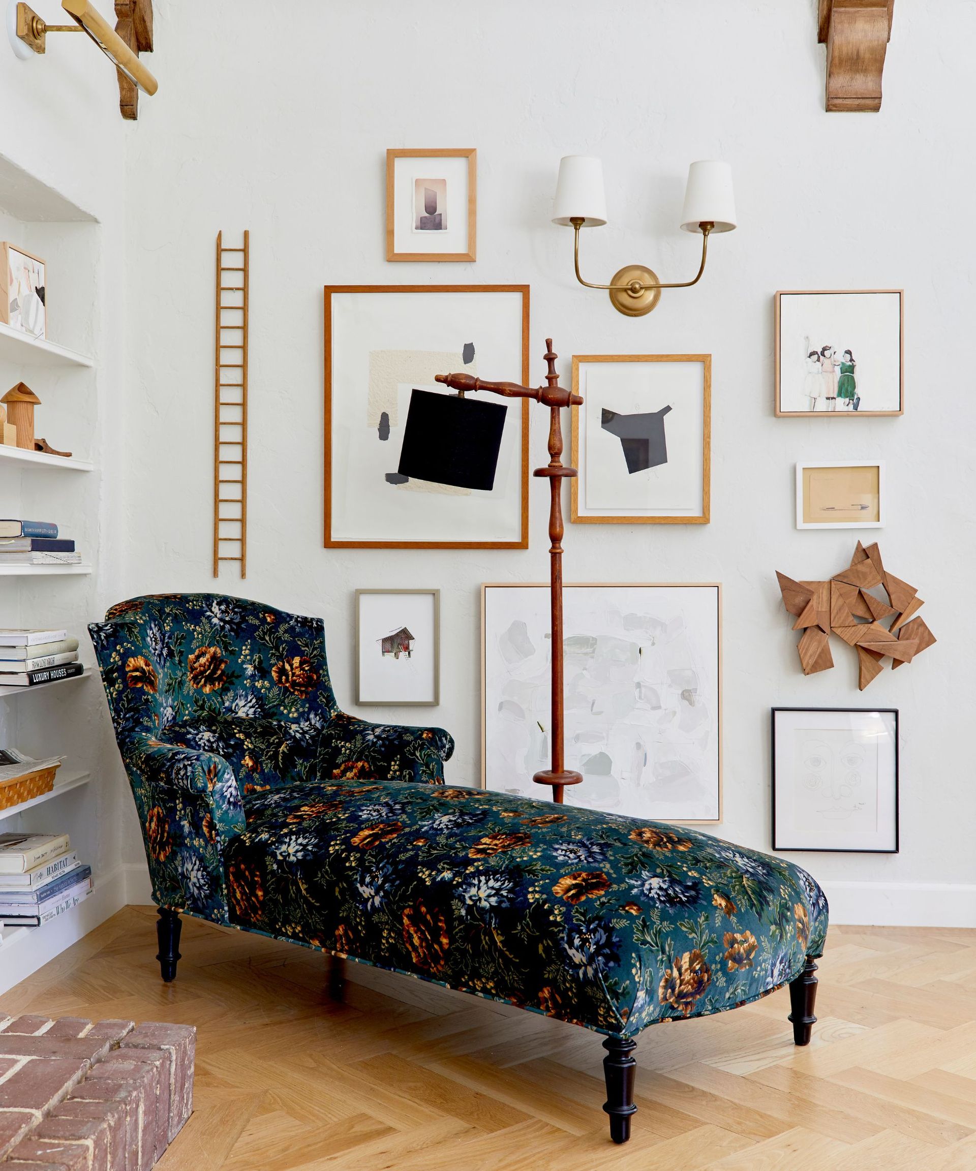 Armchair and gallery wall with floral print