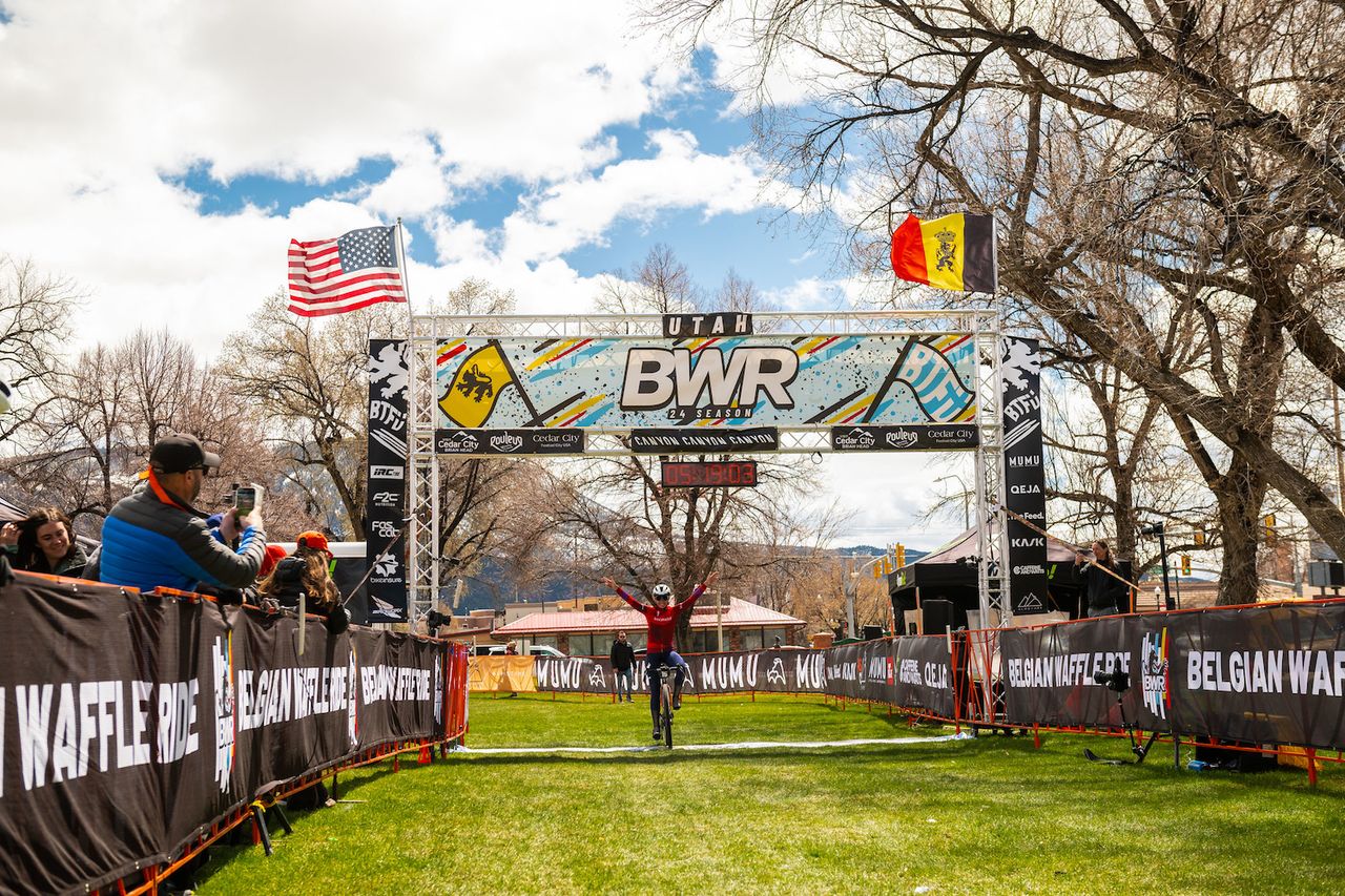 Sofia Gomez Villafa&ntilde;e takes the pro women's win at Belgian Waffle Ride Utah, the second race in 2024 Tripel Crown and her second victory
