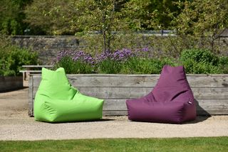 two colourful outdoor bean bags