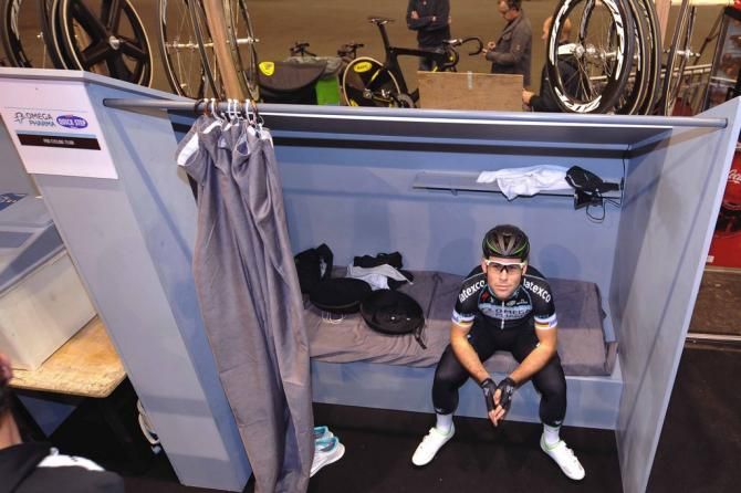 Mark Cavendish in a moment of calm before heading out onto the track