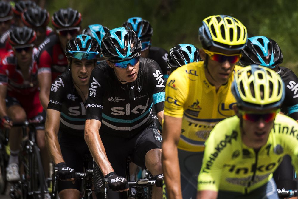 Chris Froome waits to pounce on the final climb during stage 5 at the Criterium du Dauphine.