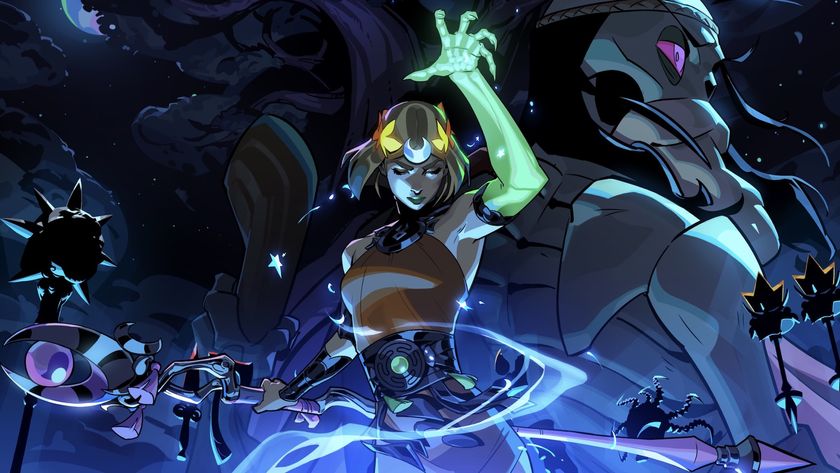 Melinoe casts a spell as weapons surround her