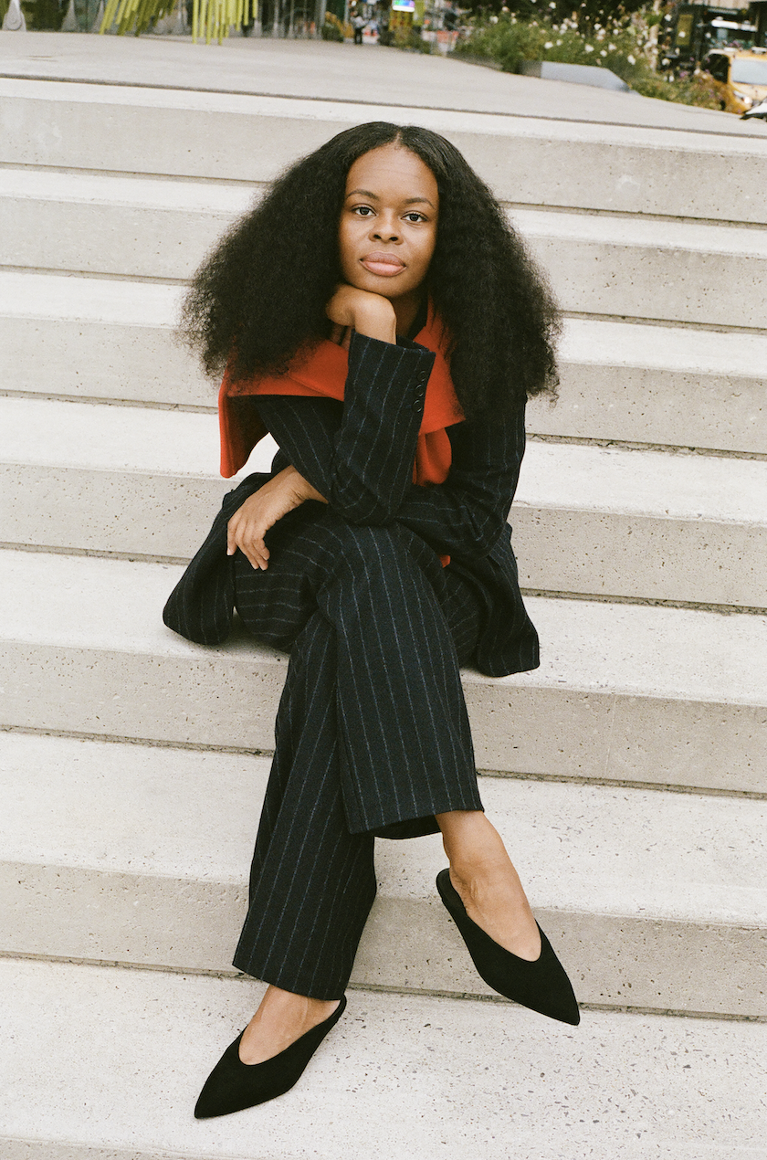 a model wearing the alex mill x margaux shoe collaboration
