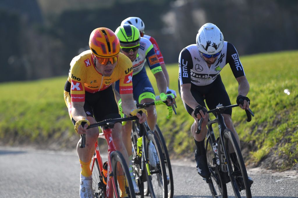 DOUR BELGIUM MARCH 02 Victor Campenaerts of Belgium and Team Qhubeka Assos during the 53rd Grand Prix Le Samyn 2021 Mens Elite a 2054km race from Quaregnon to Dour GPSamyn on March 02 2021 in Dour Belgium Photo by Luc ClaessenGetty Images