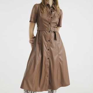 River Island Brown Faux Leather Dress