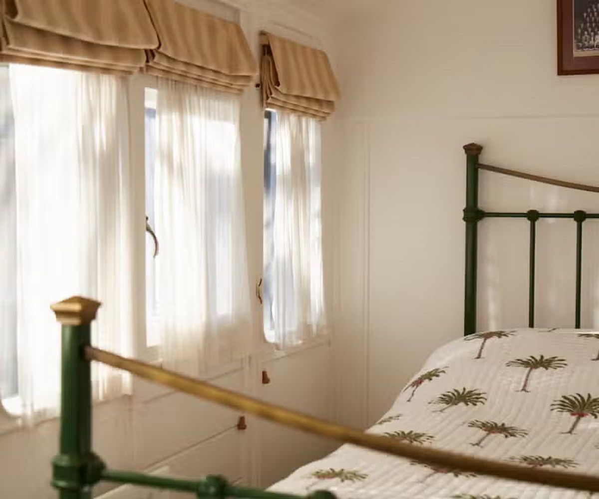 A bedroom made from an old railway carriage