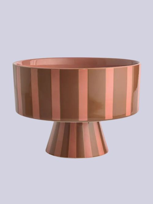 Rockett St George Pink and Orange Striped Footed Bowl 
