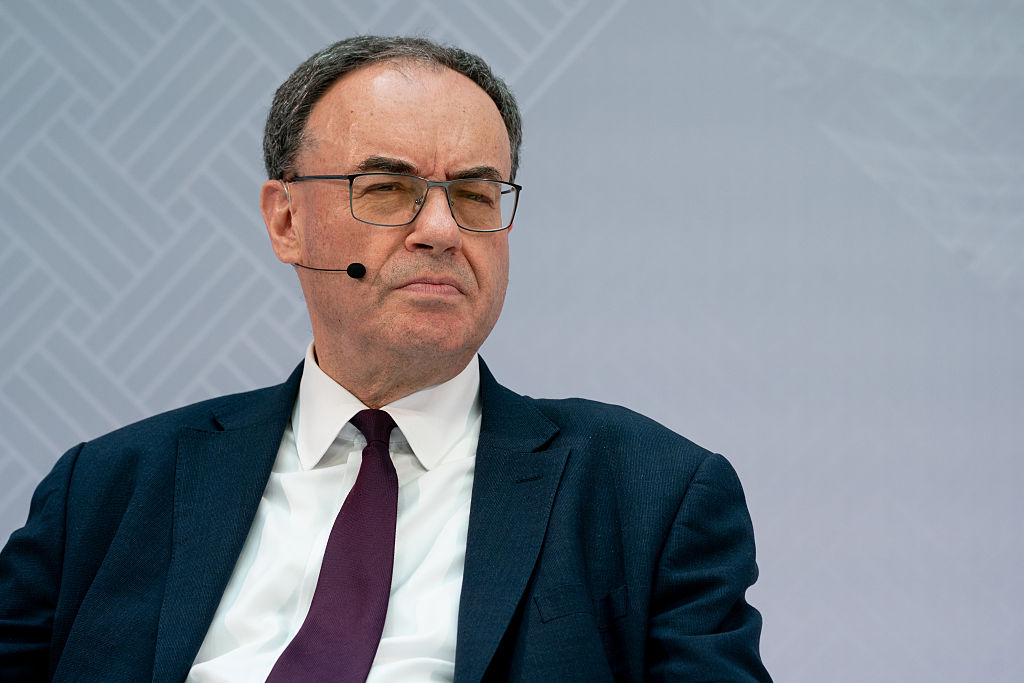 Andrew Bailey, governor of the Bank of England, during the International Monetary Fund (IMF) and World Bank Spring meetings at the IMF headquarters in Washington, DC, US