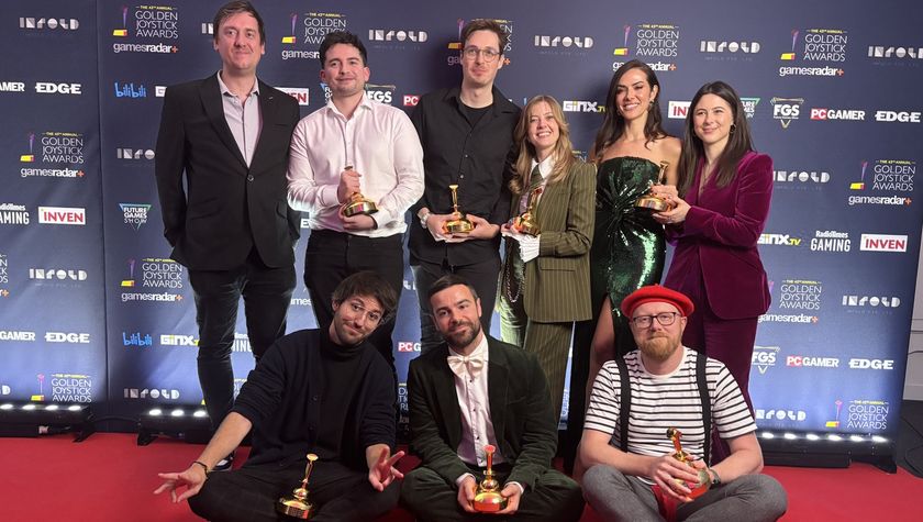 Sandfall Interactive devs at The Golden Joystick Awards 2025