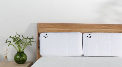 White pillow with panda logo