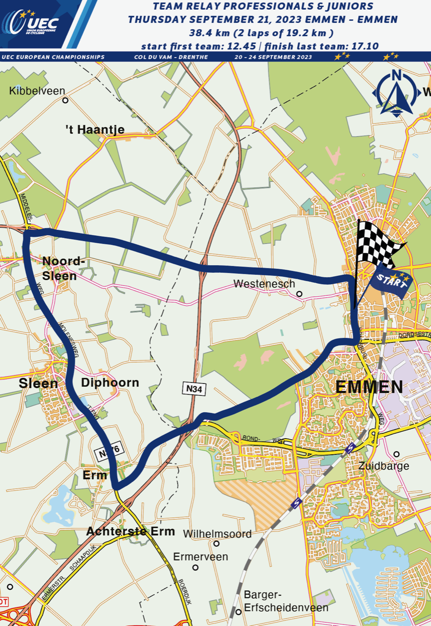 UEC Road European Championships 2023 maps mixed relay ttt