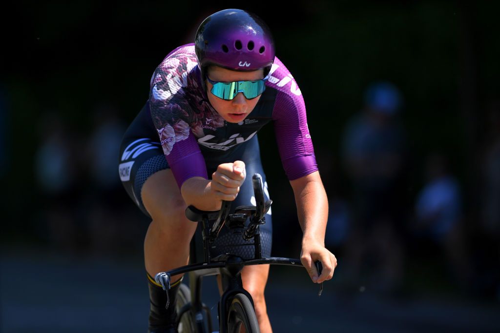 INGELMUNSTER BELGIUM JUNE 16 Lotte Kopecky of Belgium during the 122th Belgian Road Championship 2021 Womens Individual Time Trial a 249km race from Ingelmunster to Ingelmunster ITT bkingelmunster belgiancycling on June 16 2021 in Ingelmunster Belgium Photo by Luc ClaessenGetty Images