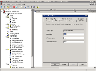 Trunk configuration in SwyxWare.