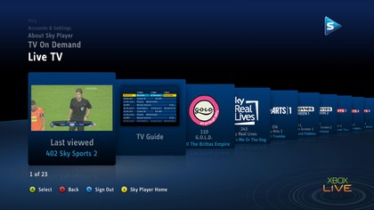Sky player on xbox 360 - streaming