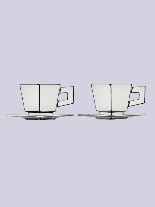 Annebet Philips Carte Blanche Porcelain Cappuccino Cup and Saucer Set of Two