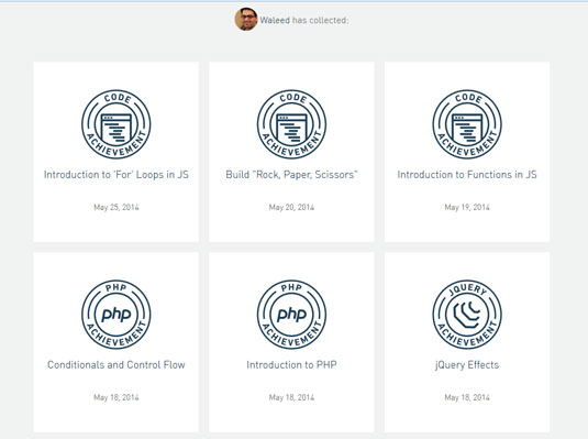 Complete a tutorial on Codeacademy and you get a badge
