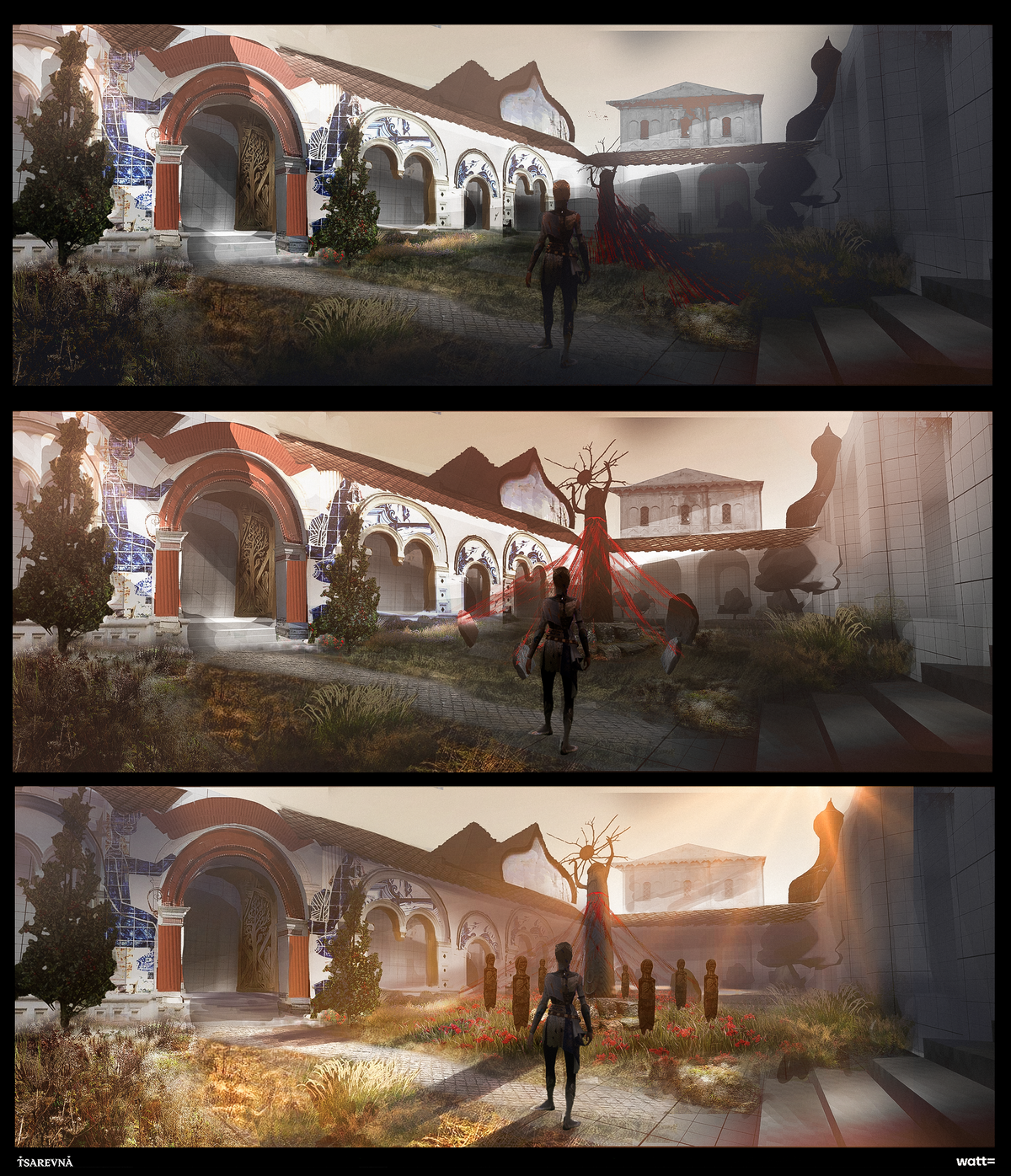 Concept art of bird people for a video game