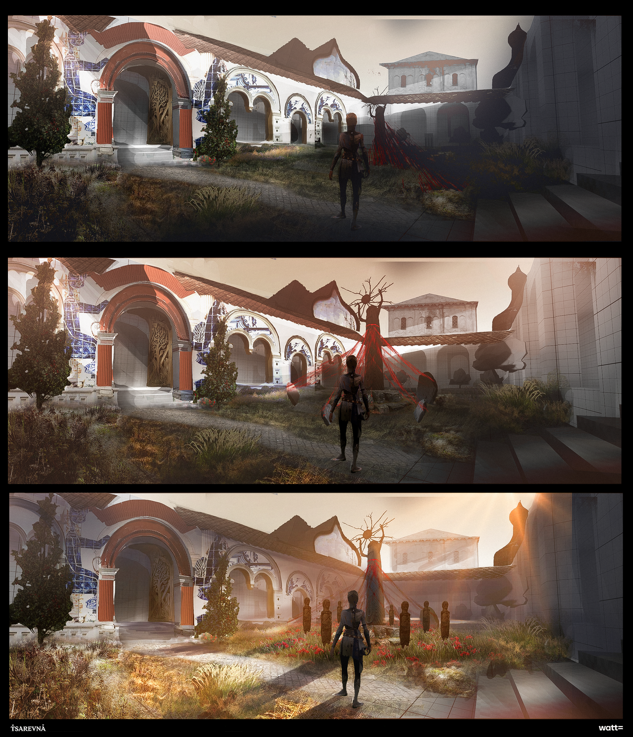 Concept art of bird people for a video game