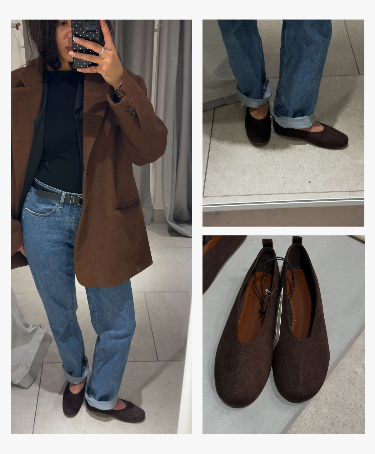 Image of the H&amp;amp;M suede ballet flats.