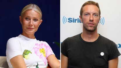 Composite of Gwyneth Paltrow attending the 'Encore! Embracing the new entertainment era' session during the Cannes Lions International Festival Of Creativity 2024 and Chris Martin attending The SiriusXM's Artist Confidential Series In The SiriusXM Studios