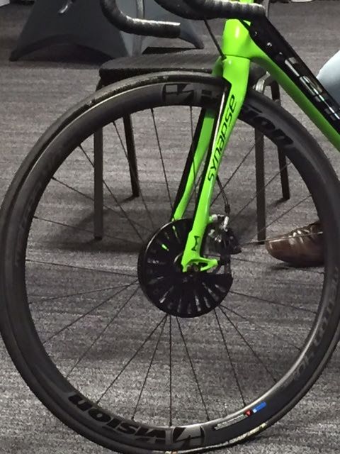 A protective disk rotor cover installed on a bike