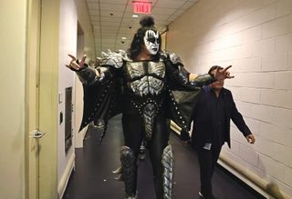 Gene Simmons backstage at Madison Square Garden
