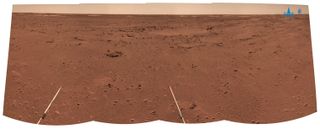 This new mosaic of Mars was captured by stitching together images from China's Zhurong rover on the Martian surface.