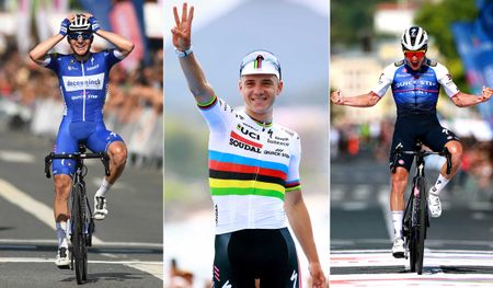 Composite image of Remco Evenepoel's three Clasica San Sebastian victories