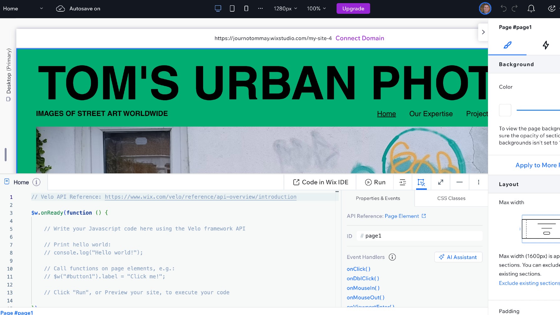 Screenshot of Wix Studio interface