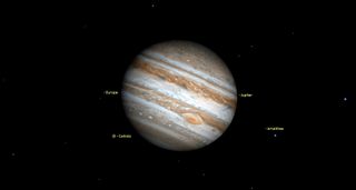 great red spot on jupiter night sky september 2019