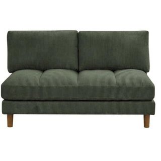 57'' Armless Loveseat with olive green upholstery