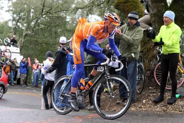 Mathew Hayman climbs towards Sacramento at the 2008 Tour of California.