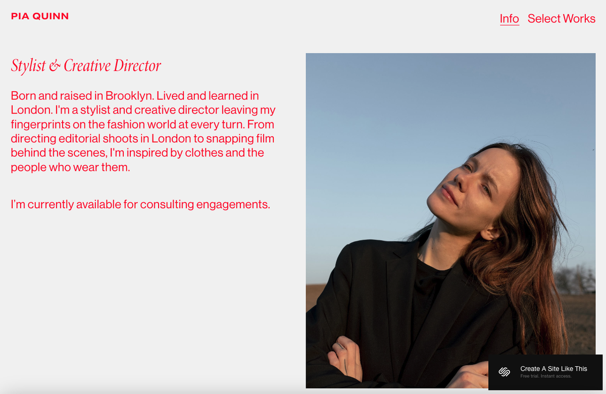 screenshot of Squarespace template