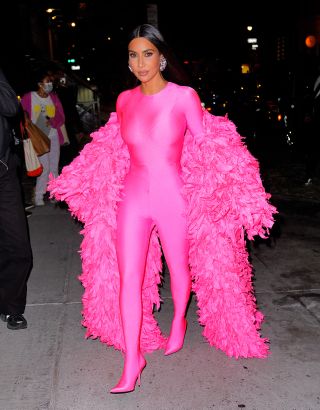 Kim Kardashian in Balenciago ahead of SNL appearance.