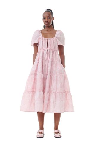 Pink Textured Cloqué Layer Dress