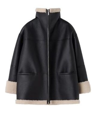 Glkaend Mulheres Faux Shearing Moto Bomber Jacket Sherpa-Forrado Casaco Inverno Aviador Couro Casaco Outerwear, preto, m